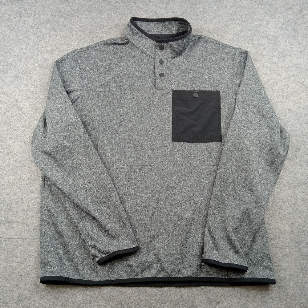 Duluth Trading Pullover Mens Large Gray Snap Mock Long Sleeve Casual Top